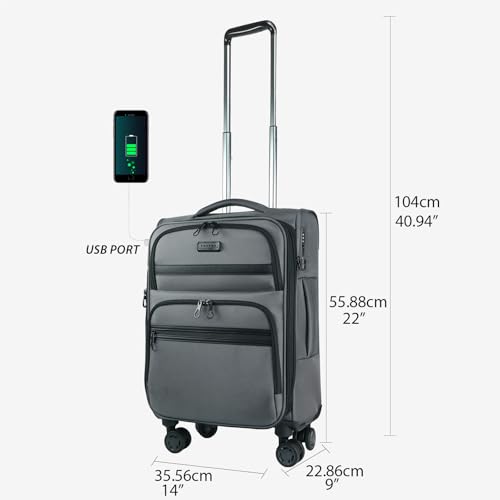 Softside Expandable Carry On Luggage with Spinner Wheels and TSA Lock, 20-Inch R869