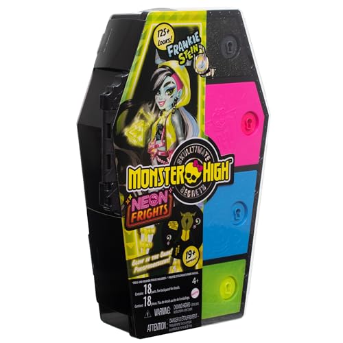 Monster High Skulltimate Secrets Neon Frights Doll & Accessories, Toralei Stripe with Dress-Up Locker & 19+ Surprises R9605