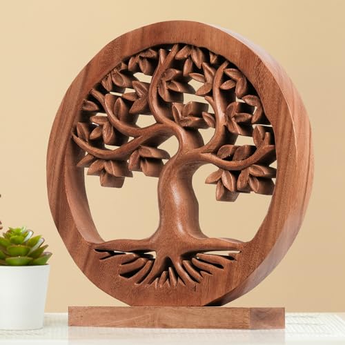 Handcrafted Solid Wood Tree of Life Sculpture for Home Decor J691686