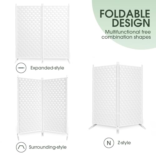 2 Panel Room Divider - White Folding Privacy Screen for Indoor Separation J851679