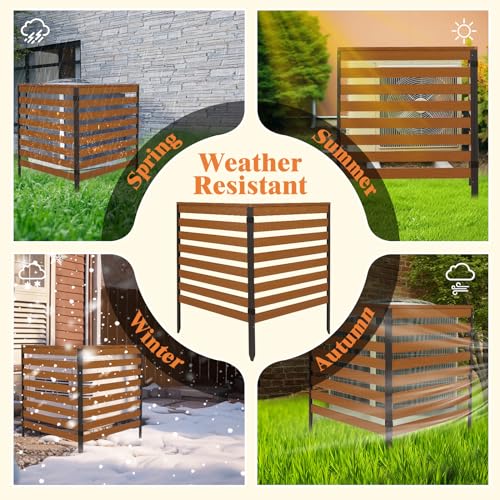 Outdoor Privacy Screen with Heavy Duty Stakes, Weather Resistant, 51"H x 39"W, 2-Panels M2288
