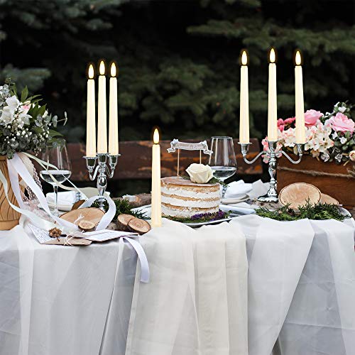 Flameless Taper Candles with Remote, Timer, and Gold Candlesticks I87215