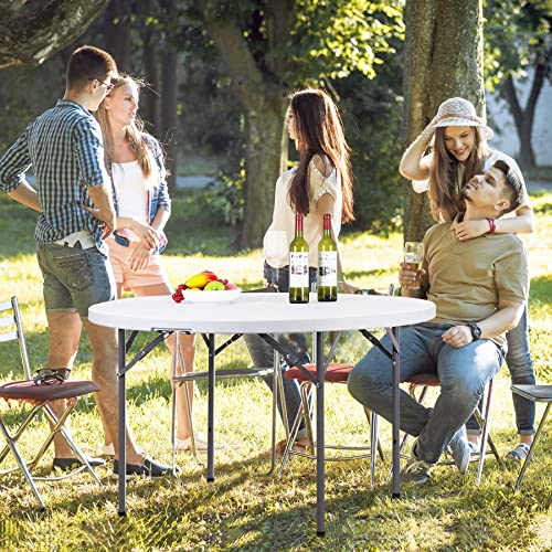 Portable 4 Foot Plastic Folding Table, Indoor Outdoor Heavy Duty, White R80992