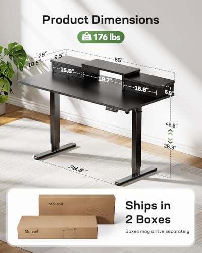 Electric Standing Desk with Drawers, Height Adjustable, Black G366