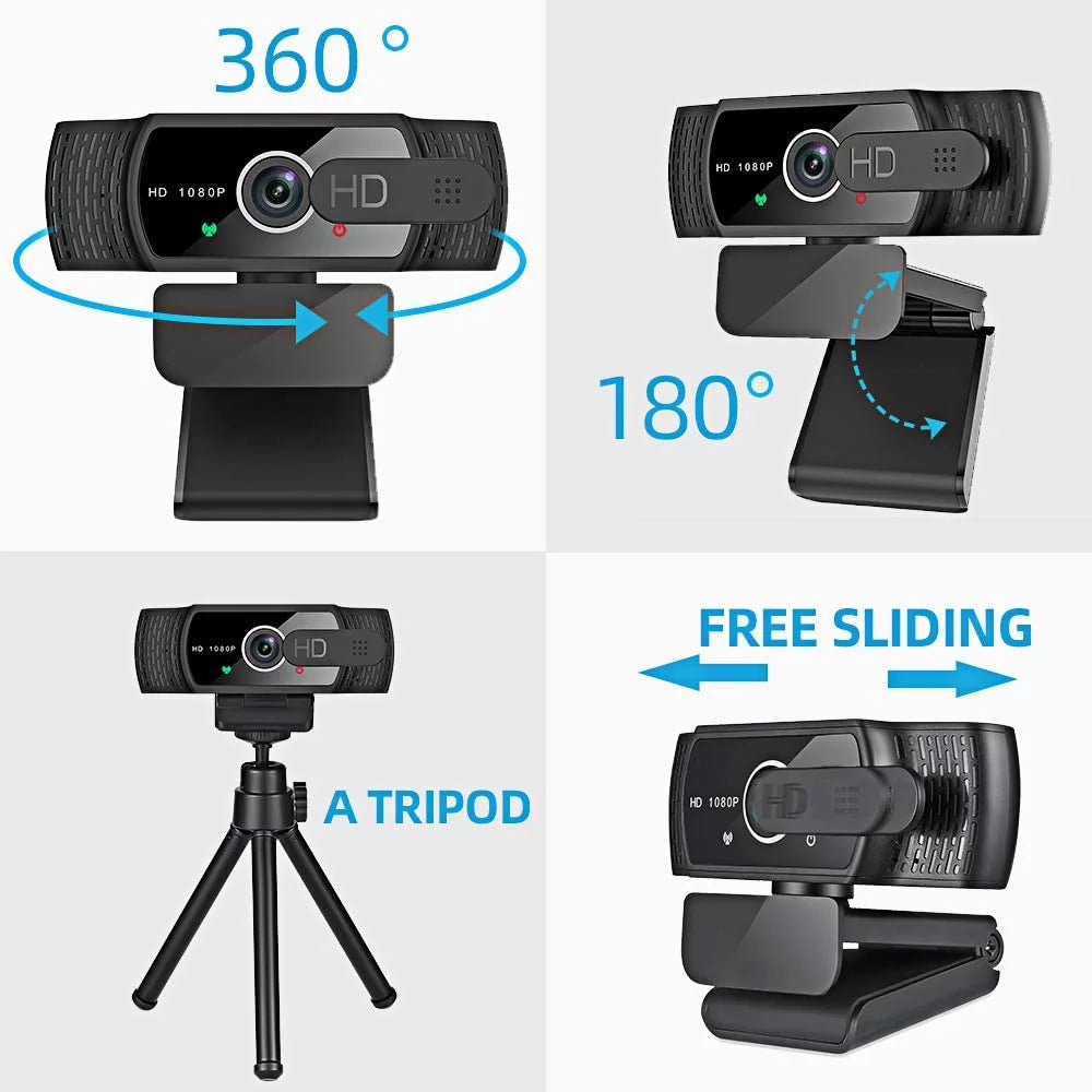 Webcam with Microphone, 1080P HD, Privacy Shutter and Tripod Stand V710748