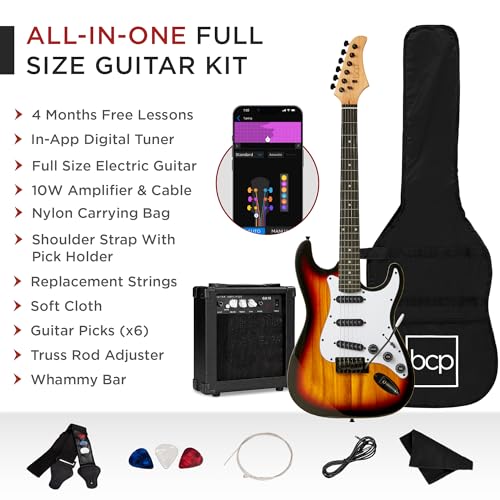 Beginner Electric Guitar Starter Kit with Case, Amp, and Accessories G63095