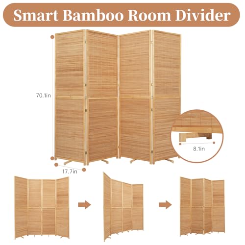 Bamboo Room Divider Folding Privacy Screen 4 Panel Freestanding F401