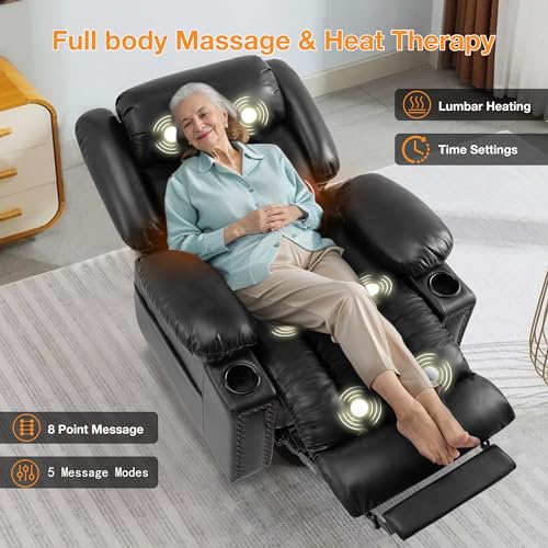 Large Power Lift Recliner Chair for Elderly with Heat and Massage, USB Port, Dark Brown A742