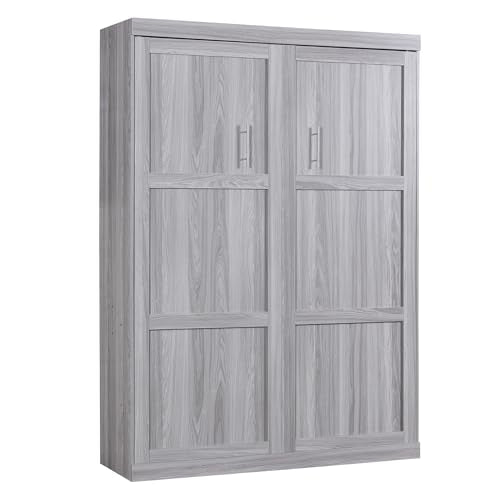 Murphy Bed Chest with Shelves, Foldable Wood Platform Bed Frame I45495
