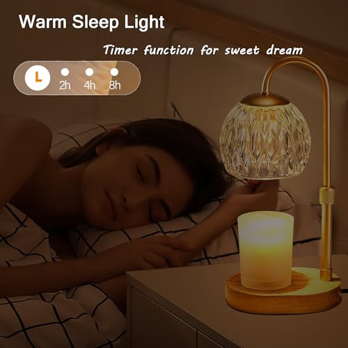 Candle Warmer Lamp with Timer and Dimmer, Adjustable Height, Gold J4263