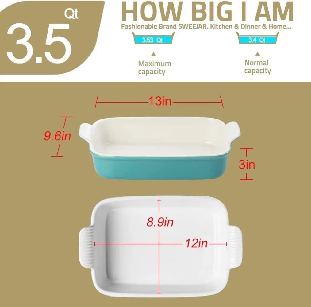 Porcelain Baking Dish, Rectangular Lasagna Pan, 13x9.6 inch, Black D54689