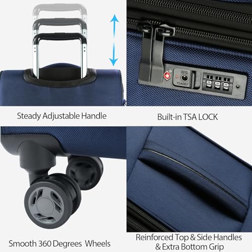 Softside Expandable Carry On Luggage with Spinner Wheels and TSA Lock, 20-Inch R869