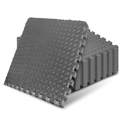 Puzzle Exercise Mat for Home Gym, EVA Interlocking Foam Floor Tiles with Border I79139