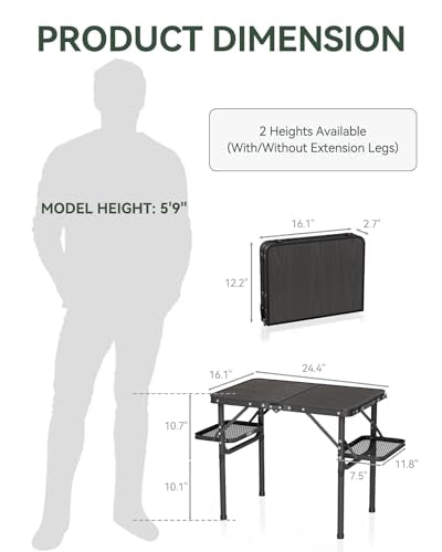 Folding Camping Table Small 2ft Portable Aluminum W647