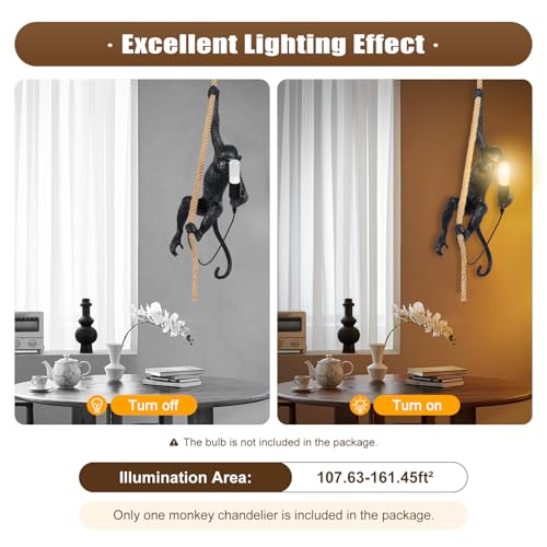 Monkey Pendant Light, Industrial Retro Ceiling Lamp for Dining Room M314