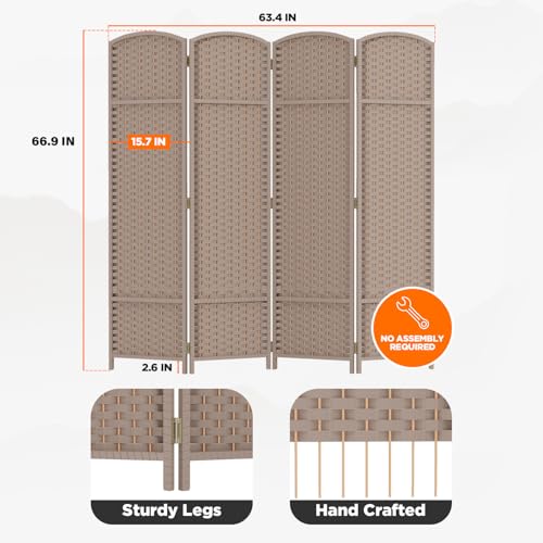 4 Panel Room Divider Screen 5.6 Ft Tall Folding Privacy Partition N658