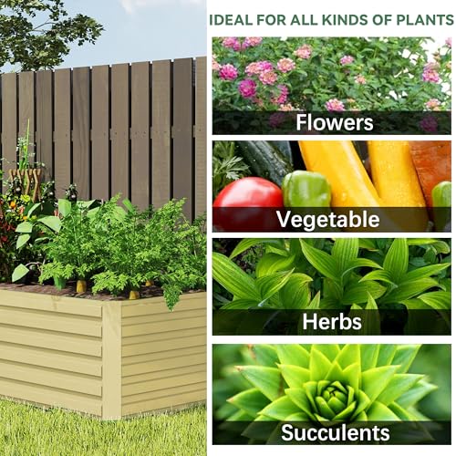 Galvanized Raised Garden Bed 8x4x2ft, Large Metal Planter Box for Vegetables, Flowers, Herbs J9369