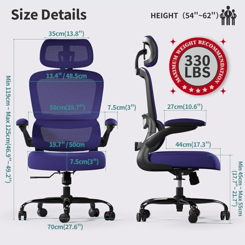 Ergonomic Mesh Office Chair with Wheels, High Back, 330 LBS Capacity C667113