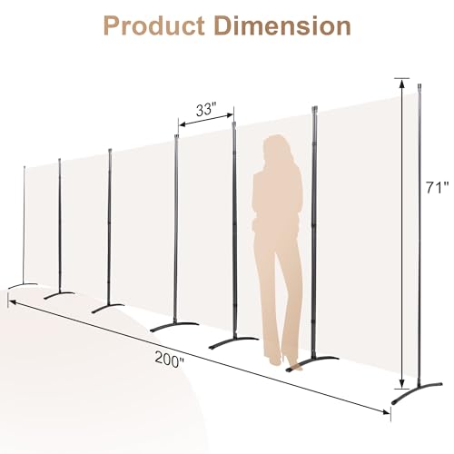 6 Panel Room Divider, Folding Privacy Screen, Freestanding Partition for Home Office P507