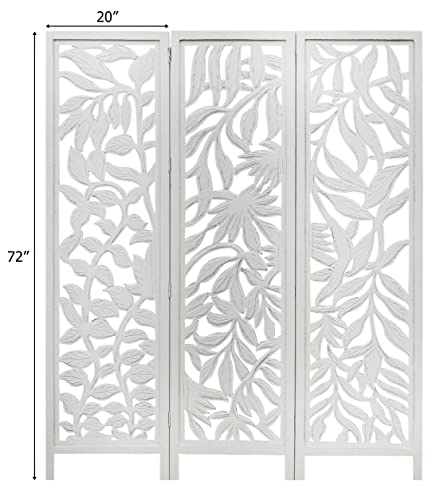 4 Panel Folding Wood Room Divider, Antique Brown, 72 x 80 L396608