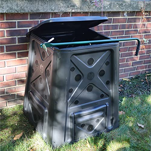 Outdoor Compost Bin with Lift Off Lid, 4 Door Access, Black J4591