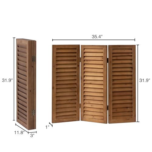 Wood Short Room Divider 3 Panel, 2.6 Ft Tall Folding Partition, White Freestanding Wall for Home Office J532