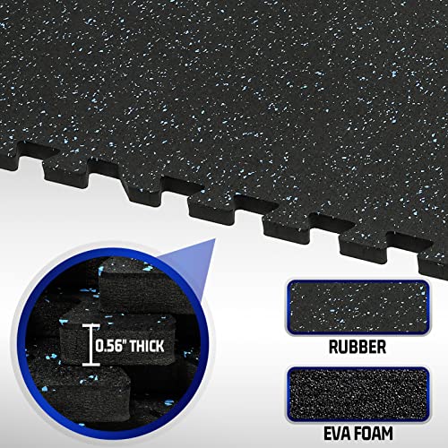 24 Pcs Interlocking EVA Foam Gym Mats with Rubber Top, Black A6287