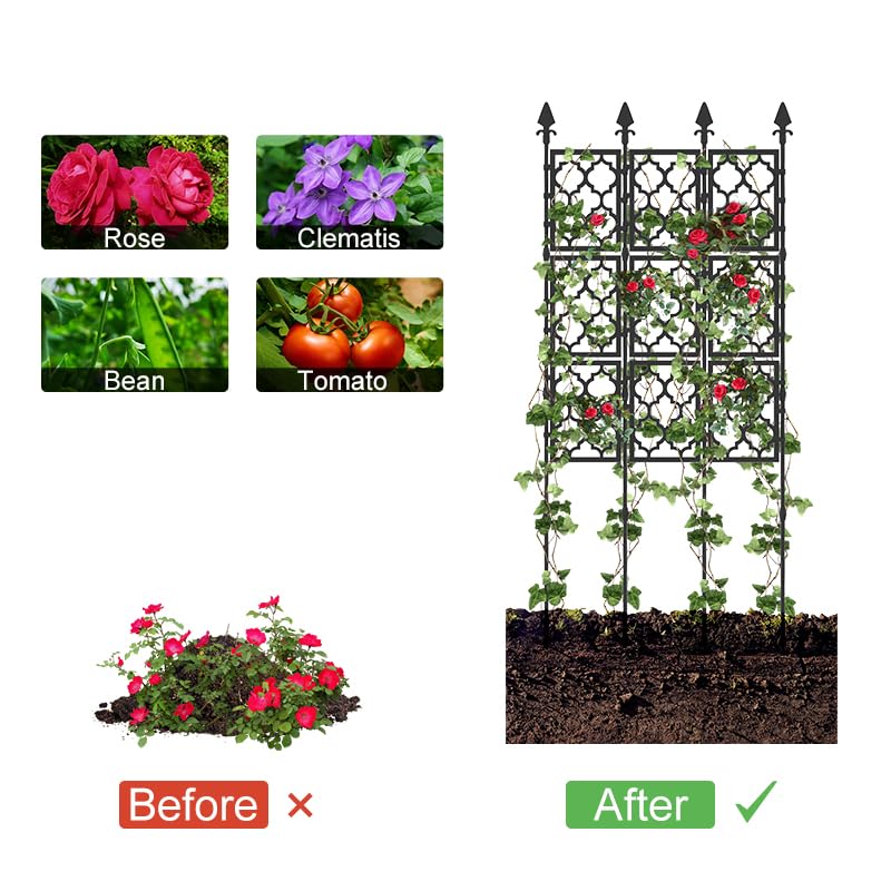 3 Pack Garden Trellis for Climbing Plants, Rustproof Metal, White D869
