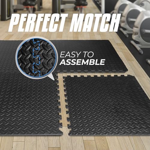 Puzzle Exercise Mat for Home Gym, EVA Interlocking Foam Floor Tiles with Border I79139