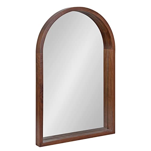 Kate and Laurel Hutton Rustic Modern Farmhouse Arch Mirror, 24" x 36", Natural Wood Finish
