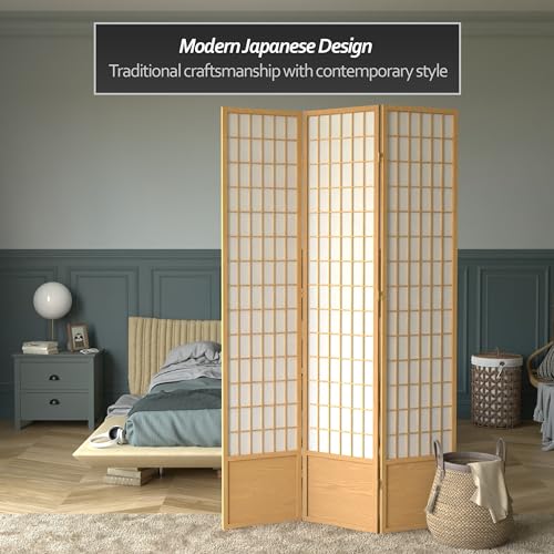 7 ft. Tall Window Pane Shoji Screen Room Divider, 3 Panels T5246