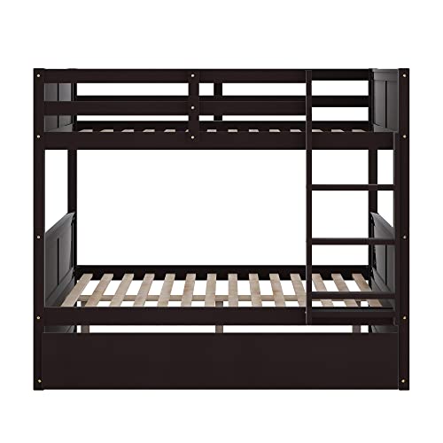 Twin Over Full Bunk Bed with Slide and Stairs for Kids E212
