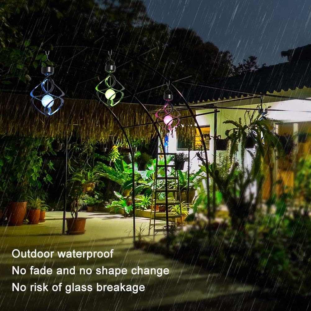 Solar Revolving Wind Chimes Hanging Light for Outdoors M89531