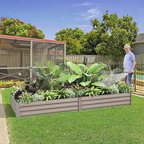 Outdoor Galvanized Raised Garden Bed, Steel Planter Box for Vegetables, 8x2x1FT Gray H86789