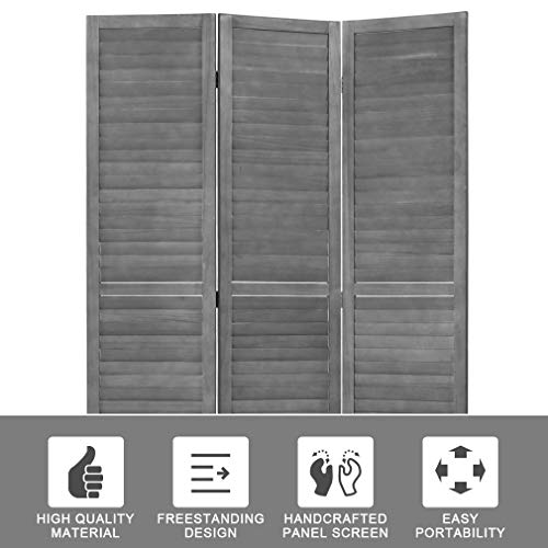 6 Panel Wood Room Divider Freestanding White 5.57 FT S6393