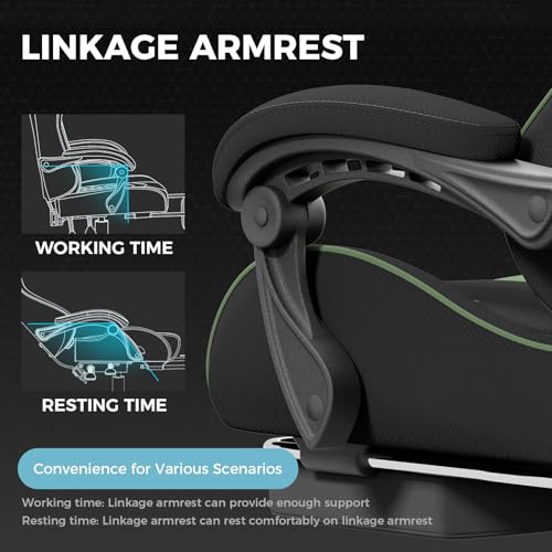 Gaming Chair with Footrest and Lumbar Support, Height Adjustable, 360° Swivel, Blue U7447