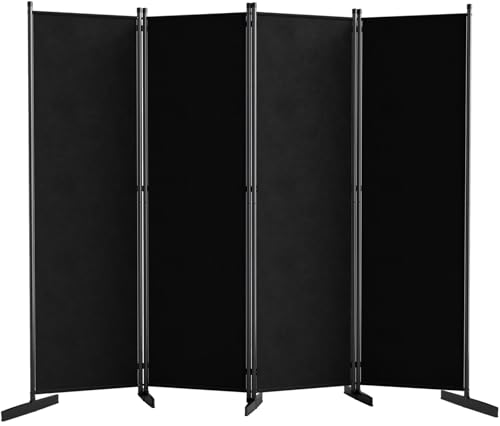 AKTOP Room Divider 4 Panel, 80" W Portable Wall Divider for Room Separation, Freestanding Partition Room Dividers, Folding Room Separators Privacy Screens for Home Office Bedroom, Black