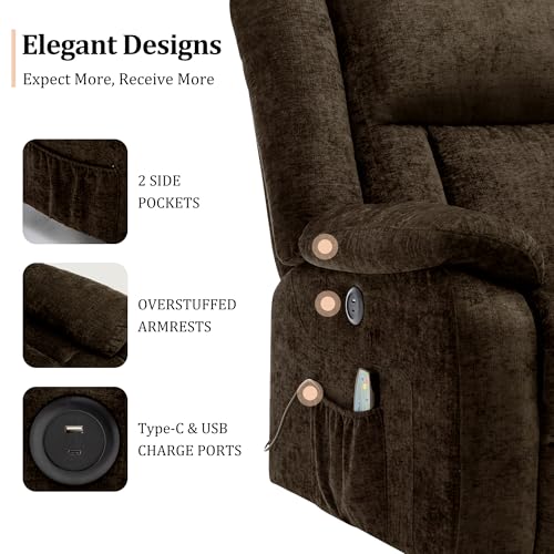 Swivel Glider Recliner Chair with Massage and Heating U85854
