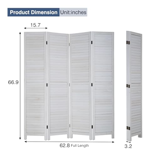 6 Panel Wood Room Divider Freestanding White 5.57 FT S6393