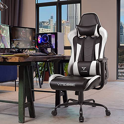 Gaming Chair High Back Ergonomic Racing Desk with Lumbar Support and Headrest, Purple Y569