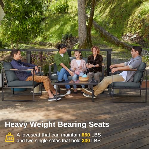 4-Piece Outdoor Patio Set with Sofa and Tempered Glass Table F97509