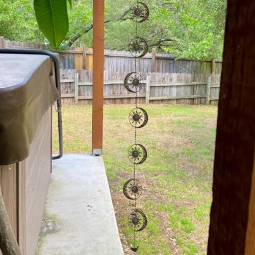 Rain Chain for Gutters Downspouts, Metal Decorative Hanging Chime, 8.5 Feet, Copper F925767