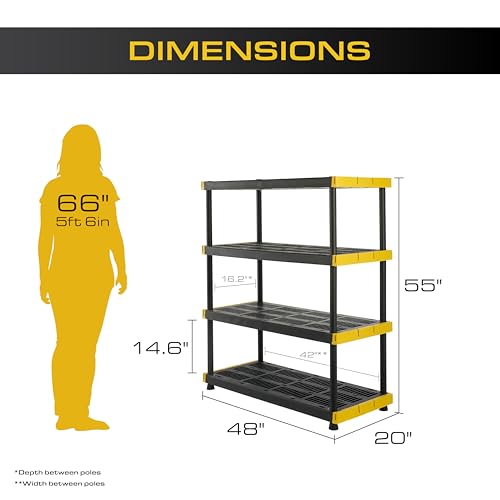 5-Tier Heavy Duty Plastic Storage Shelving Unit, 200lbs per Shelf, Indoor/Outdoor C860