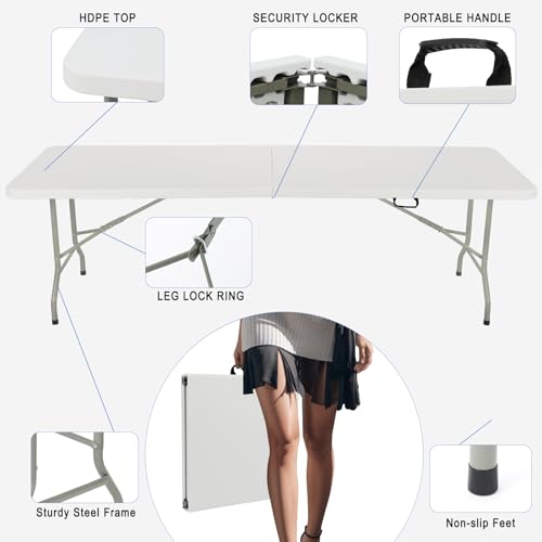 Heavy Duty Portable Folding Table for Dining, Parties, and Camping E6001