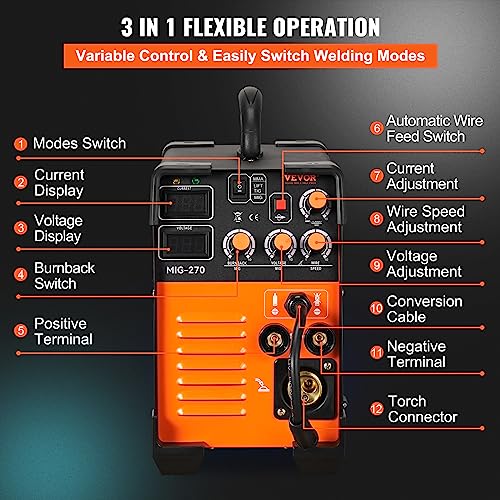 MIG Welder 270 Amp, 110 220V Portable Lift TIG Arc Welding Machine R34366