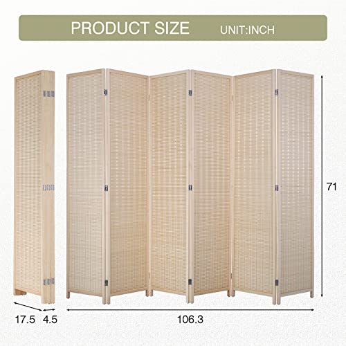 Bamboo Room Divider 6 Panel Folding Privacy Screen for Home L99111