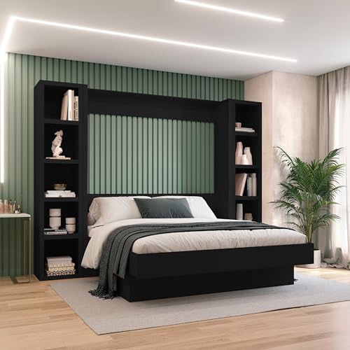 Queen Murphy Wall Bed with Two Bookshelves Y365306