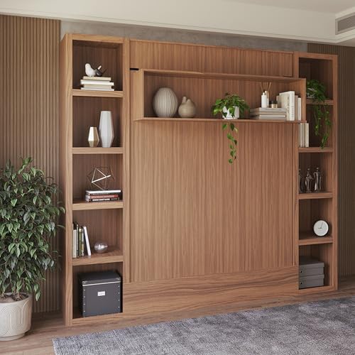 Queen Murphy Wall Bed with Two Bookshelves Y365306
