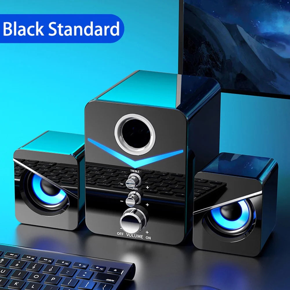Computer Speaker Set with Subwoofer, USB-Powered 2.1 Multimedia Speakers, 3.5mm Aux Input, Black M176