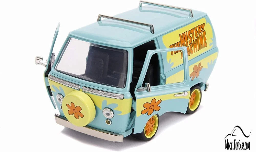Mystery Machine with Shaggy and Scooby Figures, 1/24 Scale Diecast Model Toy Car J9484